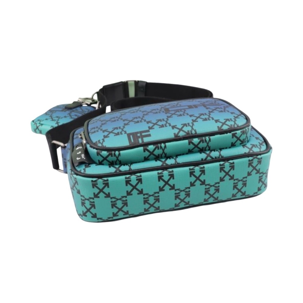 Off-White Blue and Green Crossbody Bag with Iridescent Finish - Picture 4 of 9
